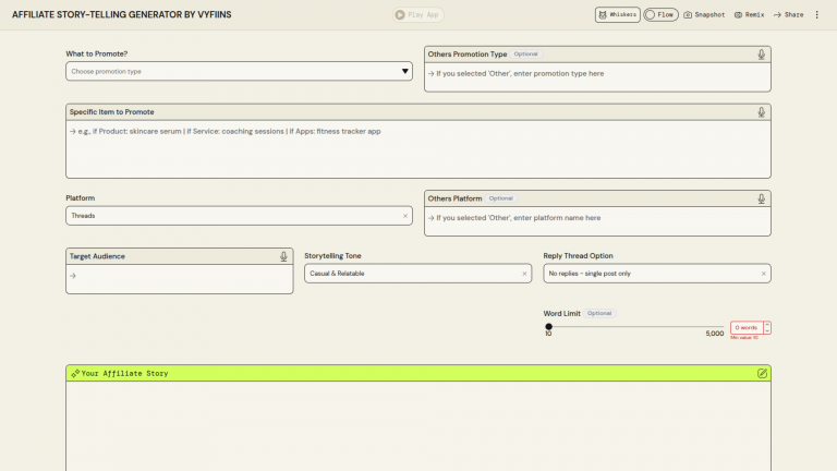 AFFILIATE STORY-TELLING GENERATOR