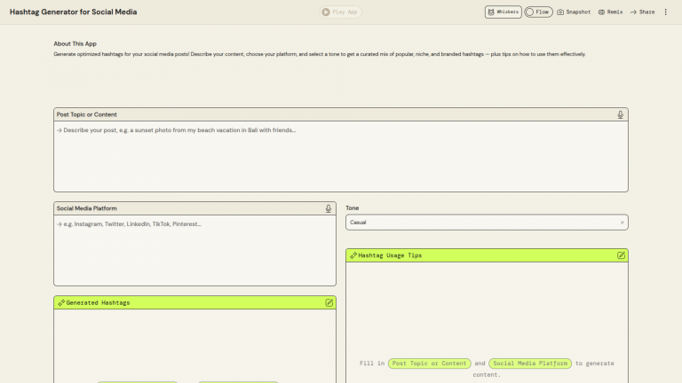 Hashtag generator for social media