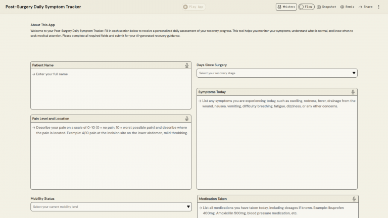 Post-Surgery Daily Symptom Tracker