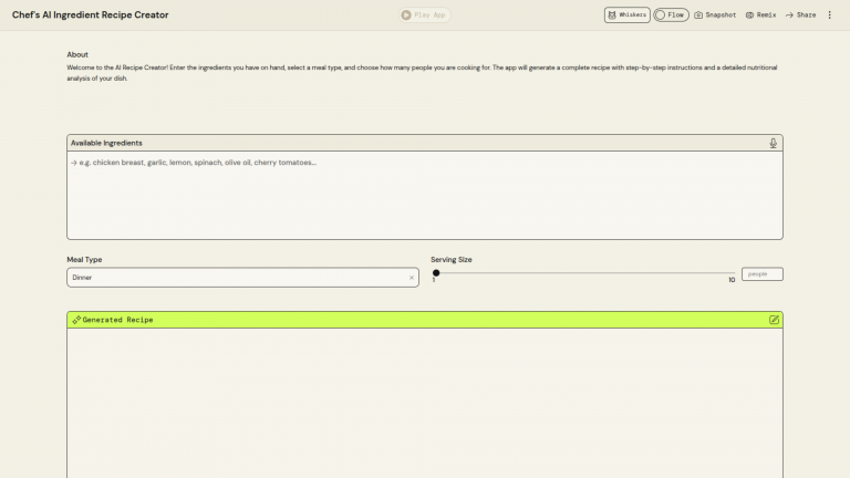 Recipe creator with ingredient analysis
