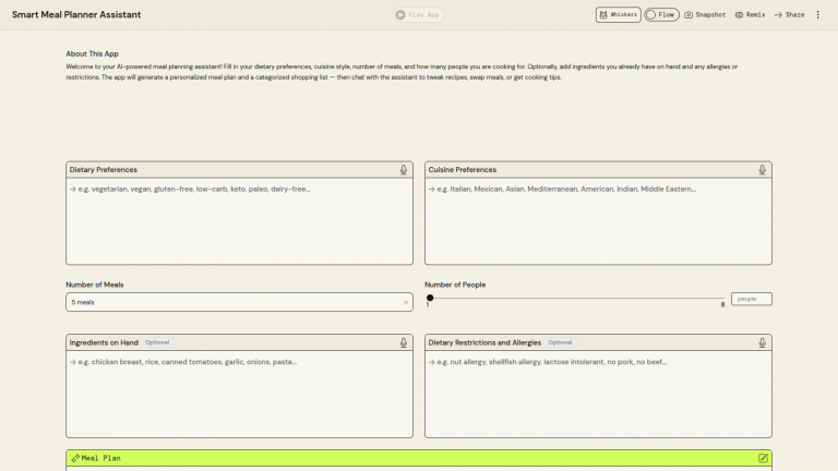 Smart Meal Planner Assistant